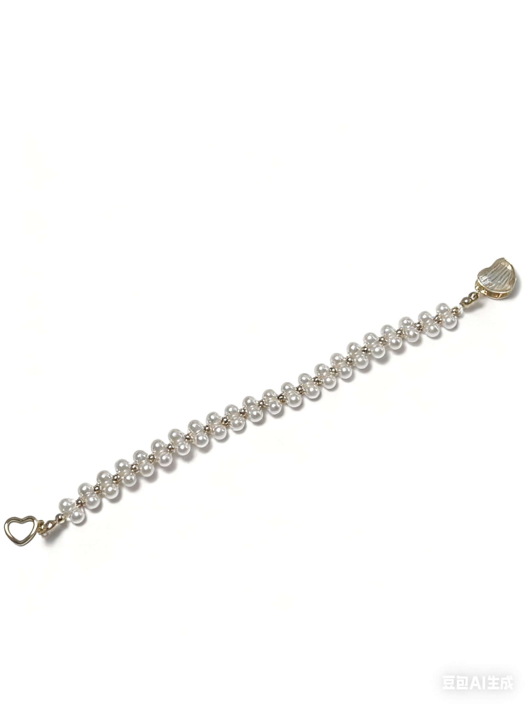 Elegant Pearl Bracelet with Heart and Floral Accents